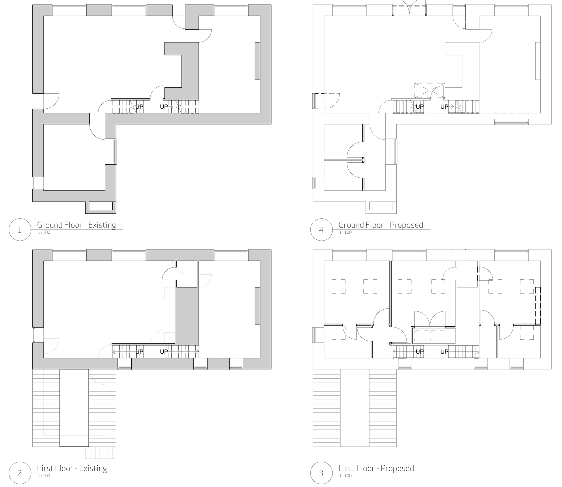 House extension and refurbishment, Glyncoli Farm, Treorchy, Wales Floor Plans